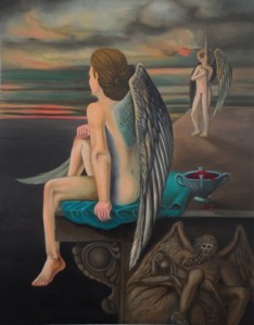 Melancholische Engel - 1,00m x 0,80m - Öl auf Leinwand