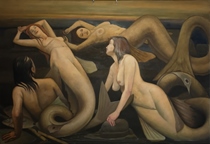 Sirene (Meerjungfrauen) - 0,75m x 1,1m - Öl auf Leinwand
